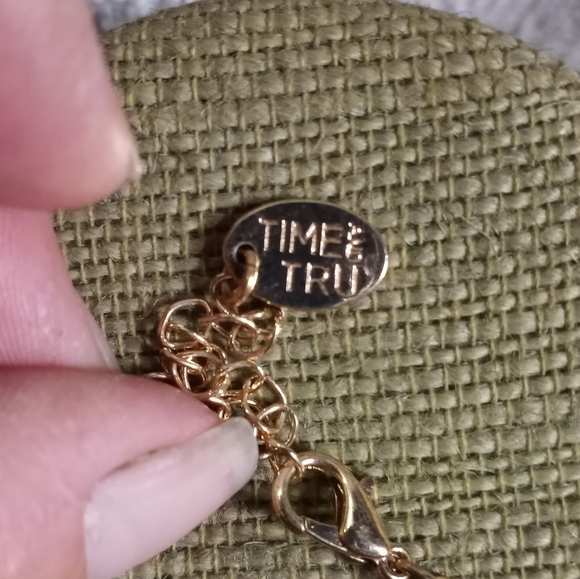 Goldtone orange time & tru statement runway necklace - Picture 3 of 5